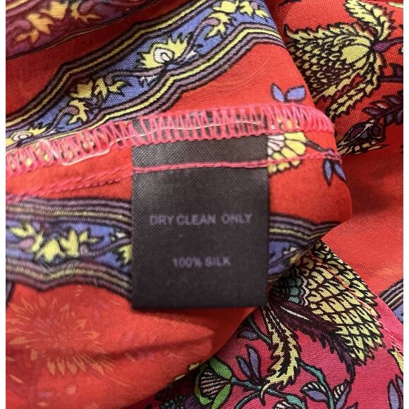 Hale Bob Silk Print Beaded Size Small Cabana Peasant Top Boho Chic Resort Blouse - Picture 12 of 12